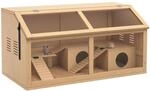 PawHut Hamsterk&auml;fig aus Holz f&uuml;r Zwerghamster 85 x 45 x 44 cm Naturholz
