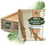 BIOZOYG Servierplatte 100 St&uuml;ck 32,5 x 27 cm rechteckig - Palmblatt Teller