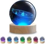 CSL - 3D Universum Kristallkugel &ndash; LED Nachtlicht mit Gravur &ndash; RGB Licht...