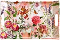 Lashuma Getr&auml;nketablett beige rot Druck: Wildblumen, Kaffeetablett mit Griffen,