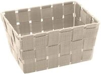 WENKO Aufbewahrungskorb Adria Mini Beige - Badkorb, rechteckig, Kunststoff-Geflecht,