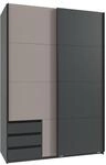 luma-Home 22666/ Schwebet&uuml;renschrank 2-t&uuml;rig, Grafit & Absetzung Sandgrau 
