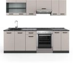 Vicco K&uuml;chenzeile R-Line, Cashmere, 240 cm | AP Anthrazit, mit modularen...