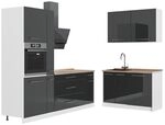 Vicco K&uuml;chenzeile Fame-Line, Anthrazit Hochglanz/Wei&szlig;, 220 x 120 cm | 8...