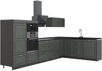 Vicco Eckk&uuml;che Fame-Line, Gr&uuml;n-Gold Landhaus/Anthrazit, 347 x 207 cm | 8...