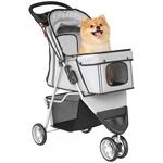 PawHut Hundewagen Hundebuggy Faltbar bis 10kg f&uuml;r kleine Hunde Grau |...