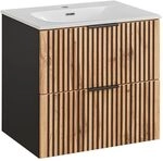 Lomadox Badezimmer Waschtisch 61 cm Waschbecken mit Unterschrank
