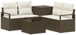 vidaXL Sofa Set 6 STK. Braun und Creme Wei&szlig; Polyrattan und Stahl