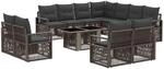 vidaXL Gartensofa-Set 12 STK. Grau und Dunkelgrau Poly-Rattan
