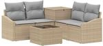 vidaXL Sofa Set 6 STK. Beige und Hellgrau Polyrattan und Stahl