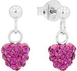 Amor Kinder-Ohrh&auml;nger M&auml;dchen Herzen 925 Silber rhodiniert Kristall pink -...