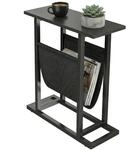 HOMCOM Beistelltisch Nachttisch mit Stofftasche 49x19x55 cm Schwarz | Schmaler,