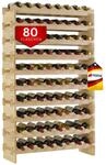 Weinregal NAVARRA aus Holz HxBxT 135x84x28cm, 80 Flaschen auf 10 Ebenen | Natur