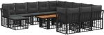 vidaXL Gartensofa-Set 13 STK. Schwarz und Dunkelgrau Poly-Rattan