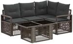 vidaXL Gartensofa-Set 5 STK. Grau und Dunkelgrau Poly-Rattan