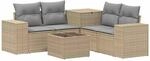vidaXL Sofa Set 6 STK. Beige und Hellgrau Polyrattan und Stahl