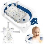 Ricokids Baby Badewanne Babywanne mit Badekissen - Faltbar Leicht Rutschfest - Wei&szlig;