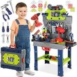 Kinderplay Kinder Werkbank 132 TLG mit Werkzeugset und Bohrmaschine, Werkstatt...