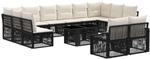 vidaXL Gartensofa-Set 13 STK. Schwarz und Cremewei&szlig; Poly-Rattan