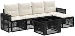 vidaXL Gartensofa-Set 6 STK. Schwarz und Cremewei&szlig; Poly-Rattan
