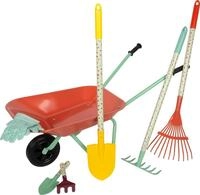 small Foot Gro&szlig;es Gartenset mit Schubkarre Tiny Garden, mit verschiedenen