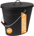 BLACK OAK Ascheeimer Vesuvio 15L &ndash; schwarz oval mit Deckel Stahl feuerfest | -