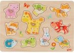 goki 57393 - Steckpuzzle Tierkinder aus Holz - 10 Teile