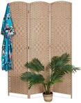 Relaxdays Paravent, 3-teilig, Faltbarer Raumtrenner, HxB 170x120 cm, Natur | f&uuml;r