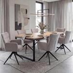 Mendler 6er-Set Esszimmerstuhl HWC-N11 Stoff - hellgrau, Beine dunkelgrau |...