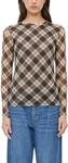 s.Oliver Damen T-Shirt &ndash; Langarm, Mesh, Karomuster, Regular Fit