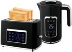 HOMCOM Wasserkocher Toaster Set mit Memory-Funktion Schwarz | Edelstahl 1,7L 2200W