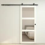 Inova Holzschiebet&uuml;r 90x215 cm, wei&szlig; Komplettset Landhausstil mit Klarglas &