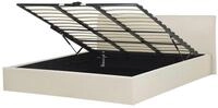 Beliani Polsterbett Leinenoptik beige mit Lattenrost 180x200 cm Bettkasten...
