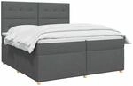 vidaXL Boxspringbett mit Matratze Dunkelgrau 200 x 200 cm Stoff