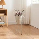 [en.casa] Blumenst&auml;nder Asten Pflanzenst&auml;nder mit Blumentopf Metall Hellgrau
