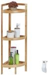 Relaxdays Eckregal Bambus, 3 halbrunde Ablagen, Natur | HBT: 90 x 36,5 x 26 cm,