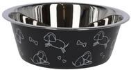 Kerbl Pet Edelstahlnapf mit Motiv | Schwarz, 2.800 ml, robuster Hundenapf aus