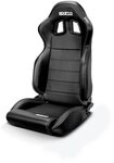 SPARCO Sportsitz R100 MY22 Schwarz Kunstleder + Wei&szlig;e N&auml;hte (Verstellbar),