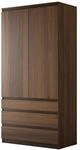 Mirjan24 Kleiderschrank Malwa 2D3SZ mit 3 Schubladen (Nuss Warmia) 