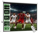 HOMCOM Beamer Leinwand 84" 171 x 130cm 4:3 HD 4K mit Fernbedienung Wei&szlig; 