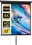 HOMCOM Beamer Leinwand Rollo-Leinwand 152 x 152 cm 85 Zoll 1:1 Schwarz | HD 4K
