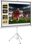 HOMCOM Beamer Leinwand mit Stativ 84 Zoll 4:3 Tragbar Wei&szlig; | Projektor...
