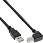 InLine 34510U USB 2.0 Kabel, A an B, unten abgewinkelt, schwarz, 1m