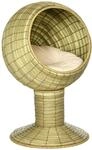 PawHut Ratten Katzenh&ouml;hle mit Abnehmbarem Sockel Gelb 41 x 41 x 71,5 cm |...