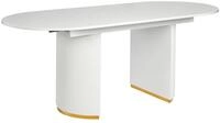 Beliani Esstisch ausziehbar Schmetterlingsauszug wei&szlig; gl&auml;nzend 160/200 x 90 cm