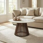 IDIMEX Couchtisch BERGA mit runder Tischplatte aus Keramik 80 cm, Wei&szlig; -...