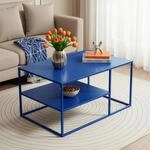 [en.casa] Couchtisch Solund Beistelltisch Metall Dunkelblau Wohnzimmertisch mit