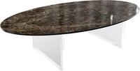 DELIFE Wohnzimmertisch Edge Oval 140x80 cm | Keramik Emperador Extra Lucidato