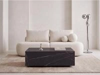 WFL GROUP Couchtisch 90 x 55 cm in Marmor Schwarz &ndash; Niedriger Mobiler...