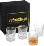 Relaxdays Whisky Gl&auml;ser im 4er Set, mit Geschenkbox, abstraktes Muster, Barzubeh&ouml;r